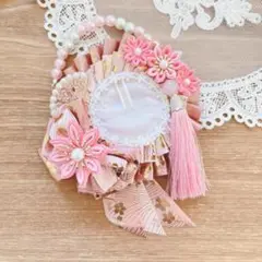痛ロゼット 和風ロゼット ロゼット つまみ細工 ピンク お花