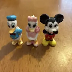 【レトロ・希少】ディズニー 陶器 ミニフィギュア ミッキー・ドナルド＆デイジー