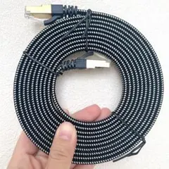 LANケーブル3M Cat8フラット編み コネクタ薄型イーサネット
