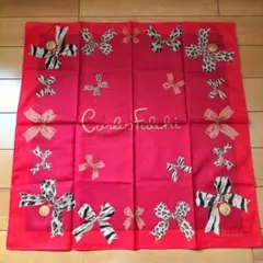 新品 Carlos Falchi ハンカチ レッド リボン柄のサムネイル