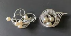 ヴィンテージ　シルバー パール ブローチ 2点セット