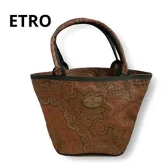 極美品　ETRO エトロ ペイズリー柄 ミニトートバッグ　オレンジ　ブラウンのサムネイル