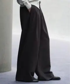 SLIGHT FLARE DOUBLE CLOTH BAGGY SLACKS