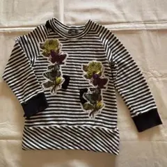 ラグマート　ストライプ柄 花刺繍 長袖カットソー チュニック