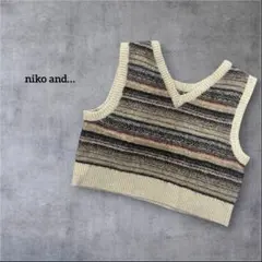 ニコアンド　niko and…　2way ニットベスト　ボーダー　総柄　L