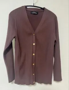 GREENLABEL RELAXING リブ編みブラウンカーディガン