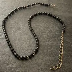 SV925金具 ブラックスピネル風 カットビーズネックレス