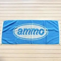 ammo アモ フェイスタオル ロゴ マフラータオル 水色