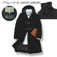 アデイインザライフ フード付 ウール ロング ダッフルコート 36 ブラック ♪