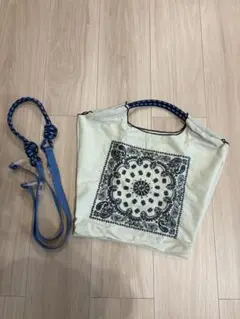 エコバッグ　バンダナ　刺繍　ストラップ付