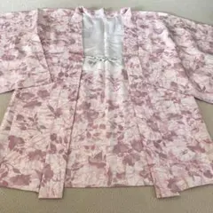 正絹長羽織　さくら色　草花模様模様羽織紐付き　しつけ糸付き　新品未使用