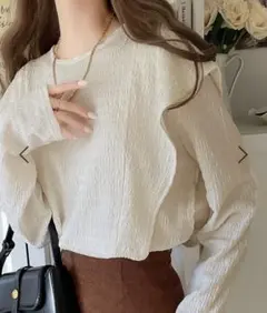 classicalelfジャガードラッフルフリルショルダープルオーバー