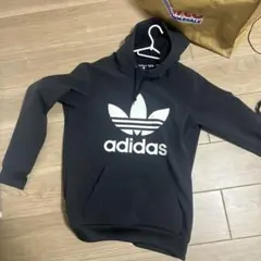 adidas ブラック フード付きパーカー M