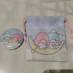 新品未使用サンリオキャラクターズ　リトルツインスターズ　缶バッジ＆プチ巾着セット