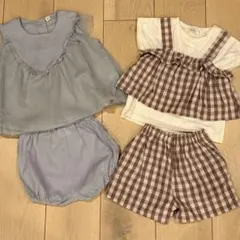 PAIR MANON など　水色　チェック柄フリル　セットアップ　2点セット