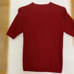 ウール100% レッド 半袖ニット Lサイズ