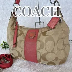 COACH Signature 2Way Shoulder Bag pink