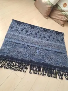 YSL ネイビー ペイズリー柄 ストール 膝掛け