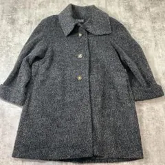 レディース M毛混 ロングコート モヘア アルパカ グレー シンプル