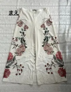 ZARA フラワー　プリント　ワイド　パンツ