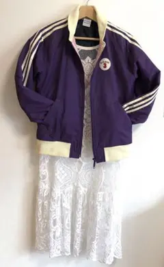 used adidas ライン入りブルゾン　ジャンパー　ジャージ　ナイロン