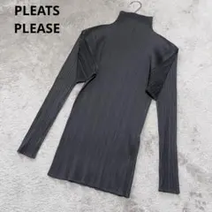 美品＞PLEATS PLEASE 長袖 ハイネック トップス ブラック - メルカリ