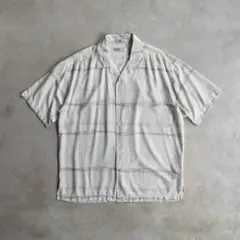 90s ジェフリービーン オープンカラー半袖シャツ シルク L 総柄 開襟