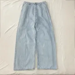 【ユニクロ】ドレープデニムタックパンツ ワイド ウエスト後ゴム 綿混 M