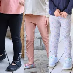 エニィファム　ANY 10部丈レギンス　パンツ　3足　小花柄　裾リボン　130