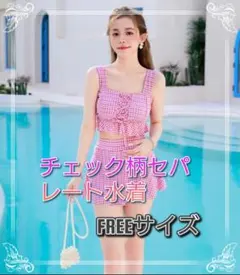 水着　ビキニ　セパレート　チェック柄　スカート　着痩せ　ビスチェ柄　海水浴可愛い