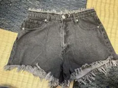 コットン100%フリンジショートパンツ L ダークグレー