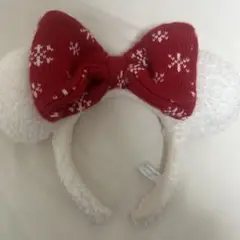 Disney Snow カチューシャ 白い耳 赤リボン