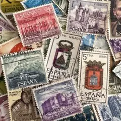 おしゃれな外国切手　スペイン　50枚　海外切手　紙もの　古切手　ヴィンテージ