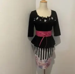 【美品】ソブレsobre セットアップ ペプラムスタイルドレス ビジュー
