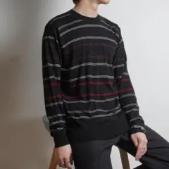 Paul Smith ボーダー柄ニットセーター カジュアル ブラック/UW383のサムネイル