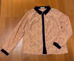 花柄リボン　ピンク色×ネイビー　紫長袖ブラウス　ユニクロ、GU、古着好きな方