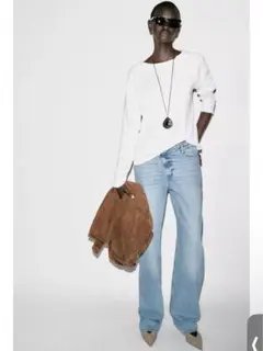 ZARA ウォッシュ加工ロングスリーブTシャツ