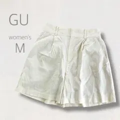 GU レディース ショートパンツ M アイボリー 麻混 リネン混 上質 快適