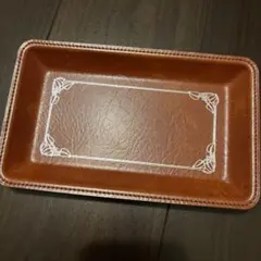 釣り銭トレイ　トレー　小物入れ　コイントレー　カルトン（レザー調）茶色