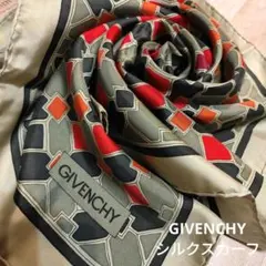 GIVENCHY☆ 幾何学模様☆若草色☆シルクスカーフ