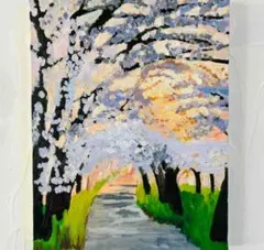 油絵 油彩 絵 絵画【Çherry blossom road】 - メルカリ