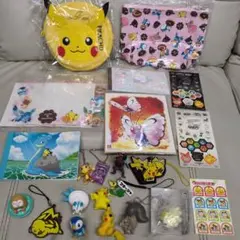 ポケモングッズまとめ売り ポーチ メモ帳 マスコット キーホルダー シール 色紙