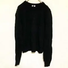 UNIQLOユニクロ／ドット編みセーターニット長袖　黒【Mサイズ】