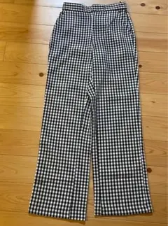 パンツ　スラックス　ギンガムチェック　カジュアル　ストレッチ　イージーパンツ