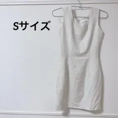 タイトルワンピース 【S】ホワイト バックファスナー 古着 海外古着