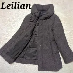 極美品！Leilian　ウールショールカラーダウンコート　ヘリンボーン　M