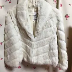 ラビットファー ホワイト ハーフジャケット リアルファー　ショート丈