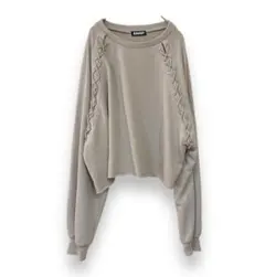 アナップ　クロップドトレーナー　レースアップスウェット　ベージュ　プルオーバー