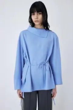 【新品タグ付き】　MOUSSY　スタンドネック　シャツ　ブラウス　ブルー　リボンのサムネイル