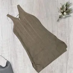 スプレイプレミアム ノースリーブワンピース ケーブルニット リボン付